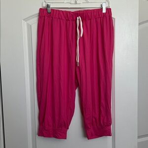Pink Cropped Pants with Drawstring